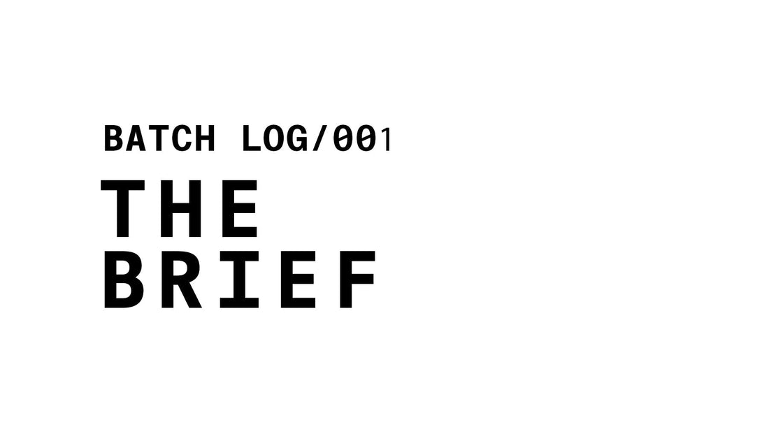 Text graphic reading: BATCH LOG/001 THE BRIEF