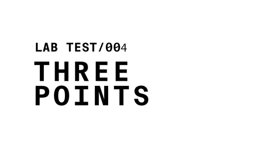 Text graphic reading: LAB TEST/004 THREE POINTS