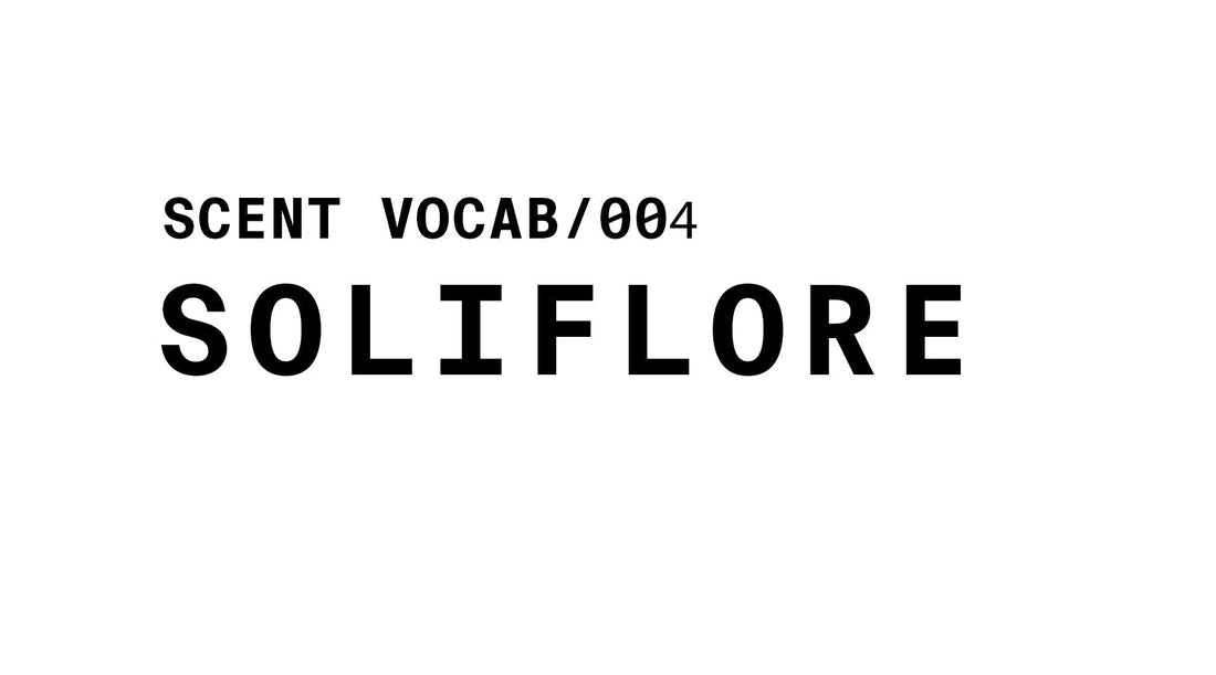 Text graphic reading: SCENT VOCAB/004 SOLIFLORE